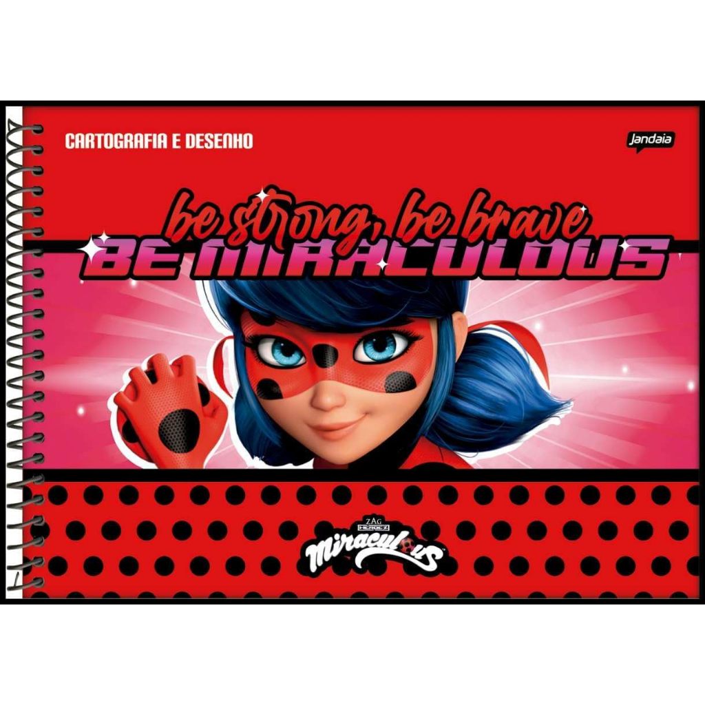 Caderno de Desenho Miraculous  Ladybug 80 Folhas com Arame