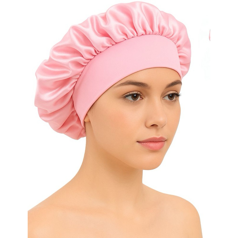 Touca de Cetim Anti Frizz com Faixa Larga para Dormir Banho Cozinha Proteção Capilar