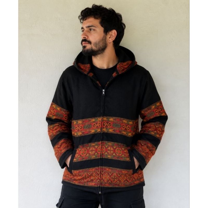 Casaco Jaqueta de Lã Inverno Patchwork Unissex Blusa Estilo Peruano