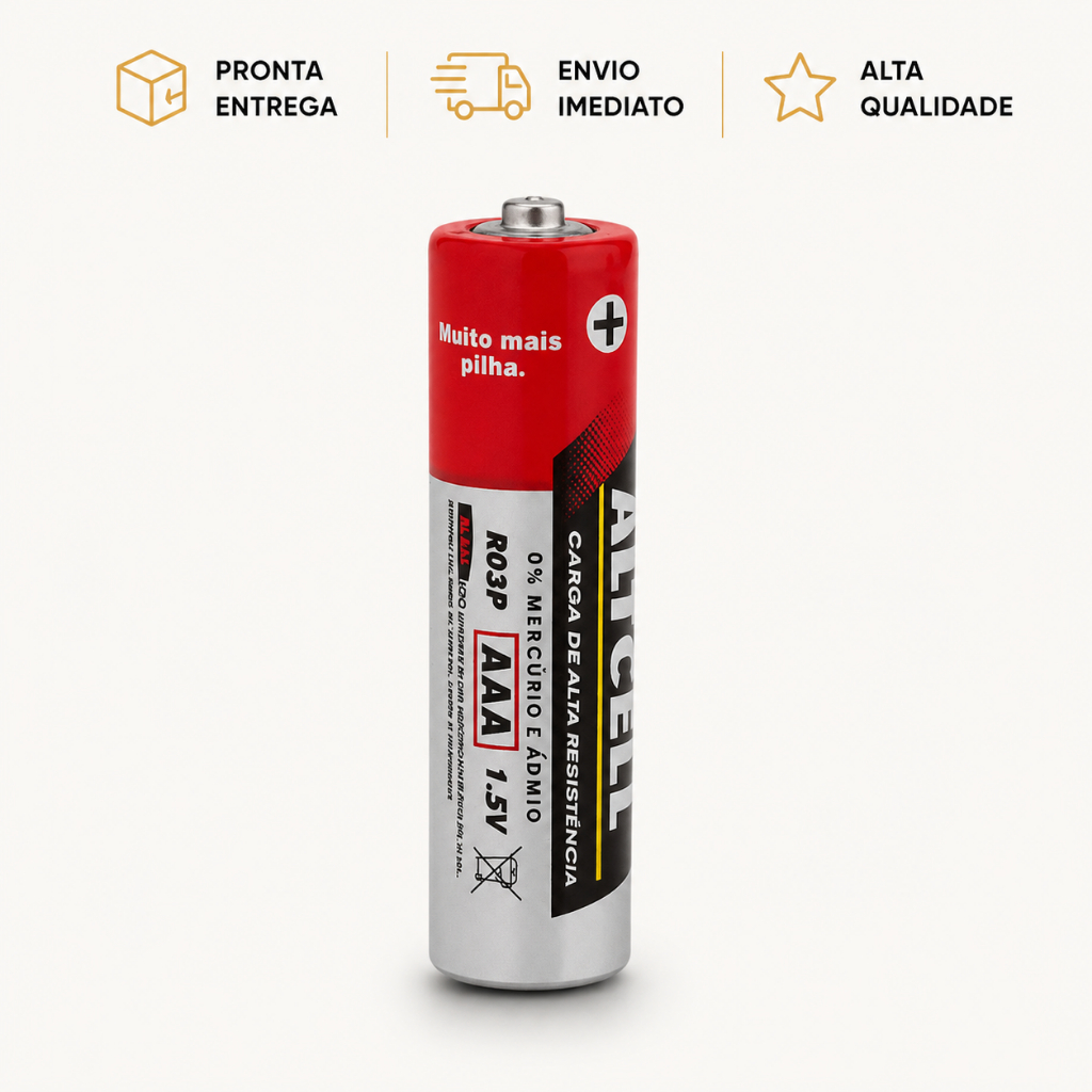 Pilha AAA Palito Alfacell 1.5V Original Longa Duração Alta Performance