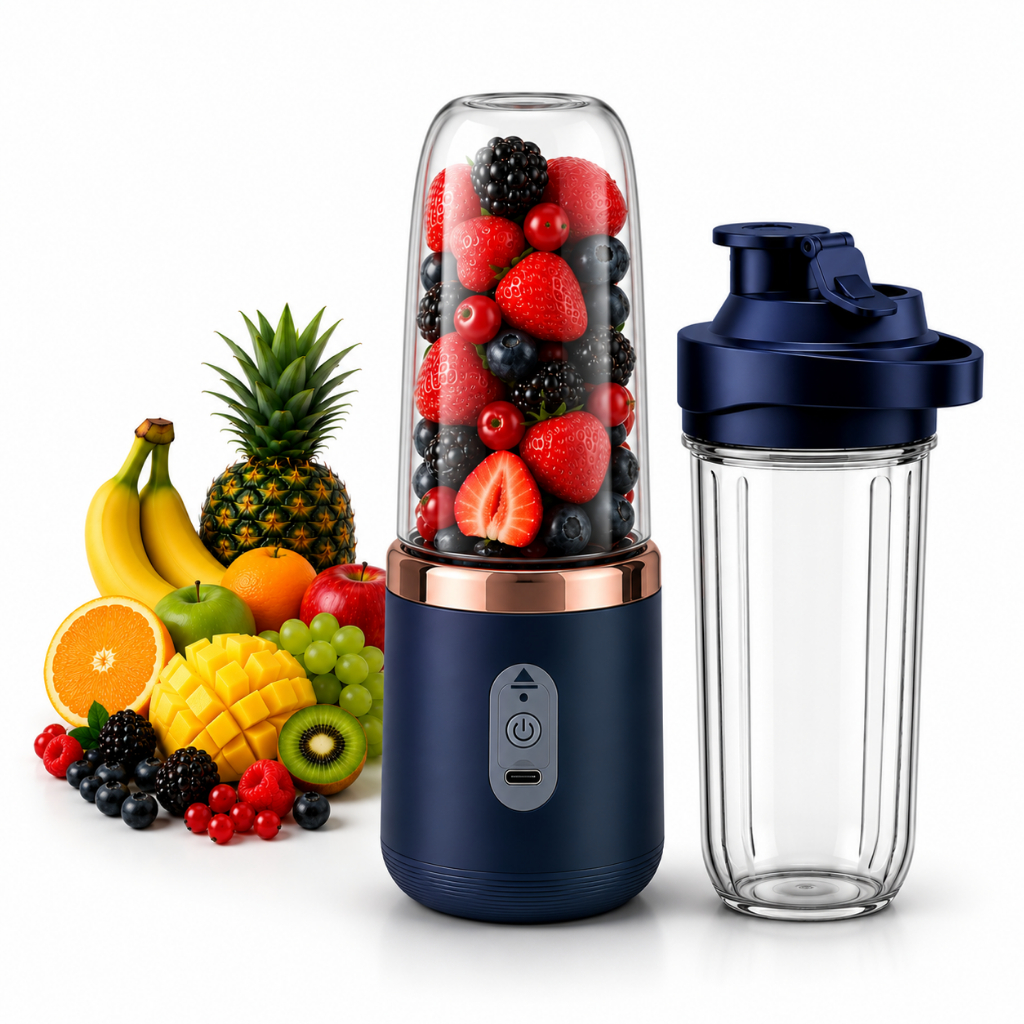 Mini Liquidificador Portátil 400ml 6 Lâminas Inox Mixer Shake Suco USB Sem Fio Quebra Gelo