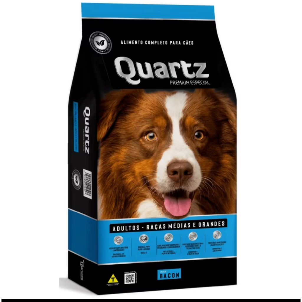 Quartz Ração Premium Especial Cães Adultos Raças Médas e Grandes Sabor - Bacon 15kg
