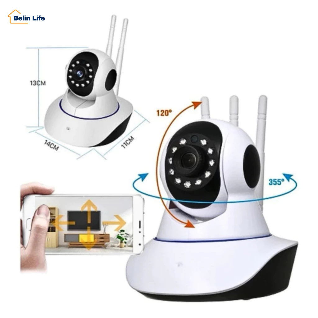 Câmera Monitoramento Wifi 3 Antenas Robô Full HD Áudio Bidirecional Casa