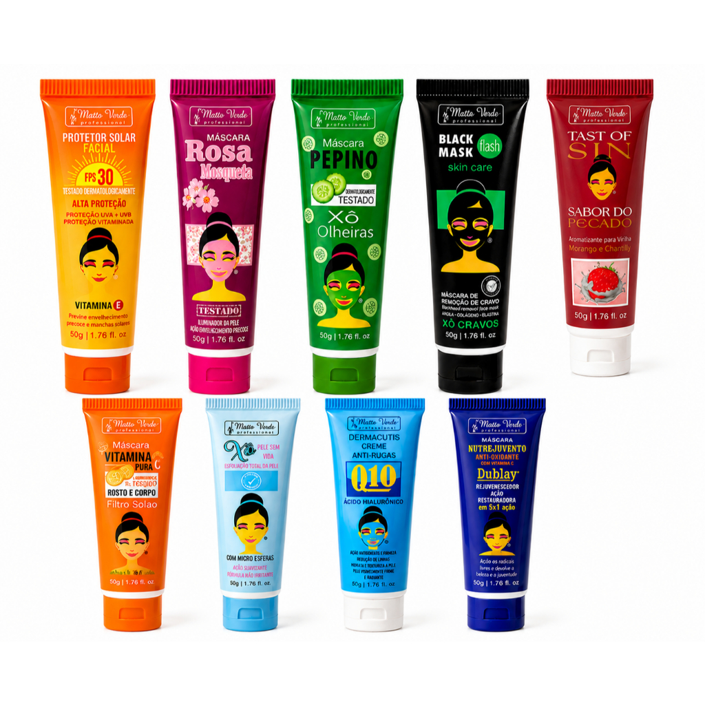 Kit Com 3 Máscaras Faciais Para Limpeza De Pele Matto Verde