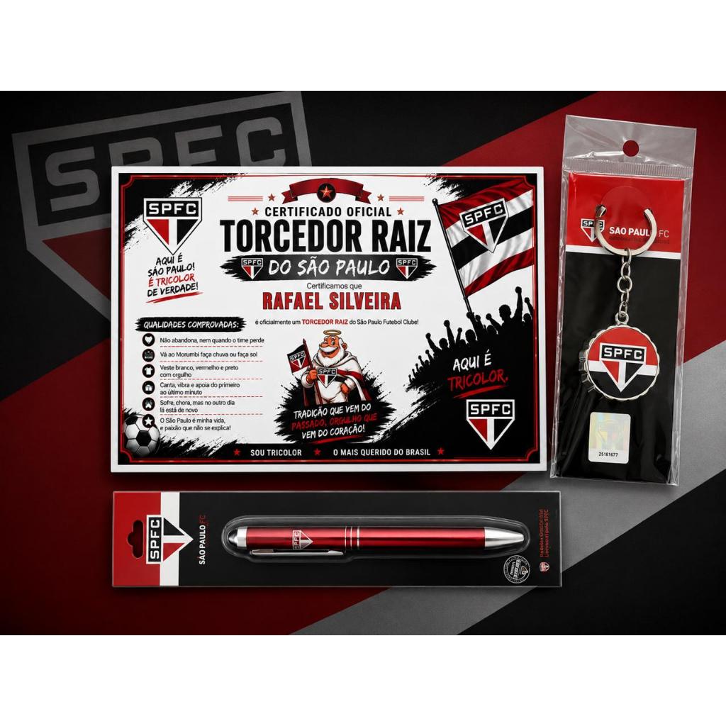 Kit 3 Oficial do São Paulo FC  3 em 1 / Chaveiro Abridor 2 em 1 + Certificado  + Caneta do São Paulo