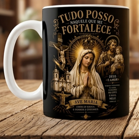 Caneca Católica Tudo Posso Naquele Que Me Fortalece Não Fui Eu Que Vos Escolhi Premium Ideal Para Presentear