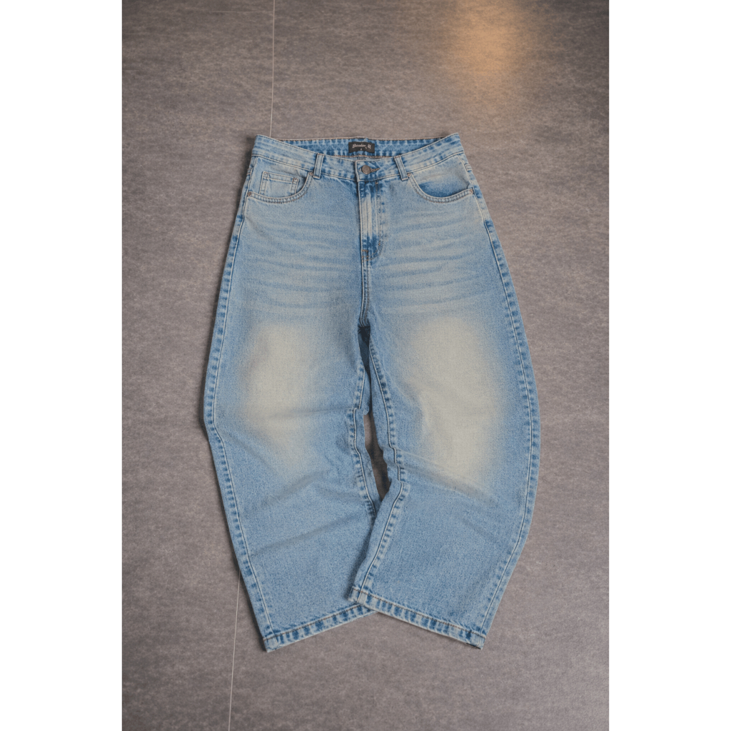 Calça balão baggy jeans super premium original reta boca larga masculina plus size dazzling azul envelhecido — imagem 2 de 2