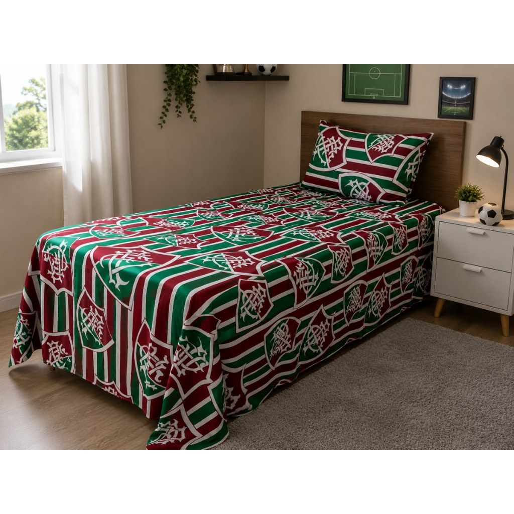 Jogo de Cama Solteiro Tricolor Premium | Escolha: Lençol de Elástico ou Colcha com FronhaLençol de Elástico
