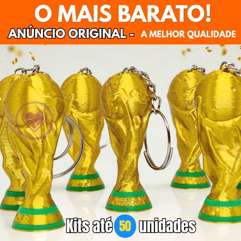 Kit Chaveiros Taça Troféu Copa do Mundo 2026 Lembrancinha Festa Futebol Revenda