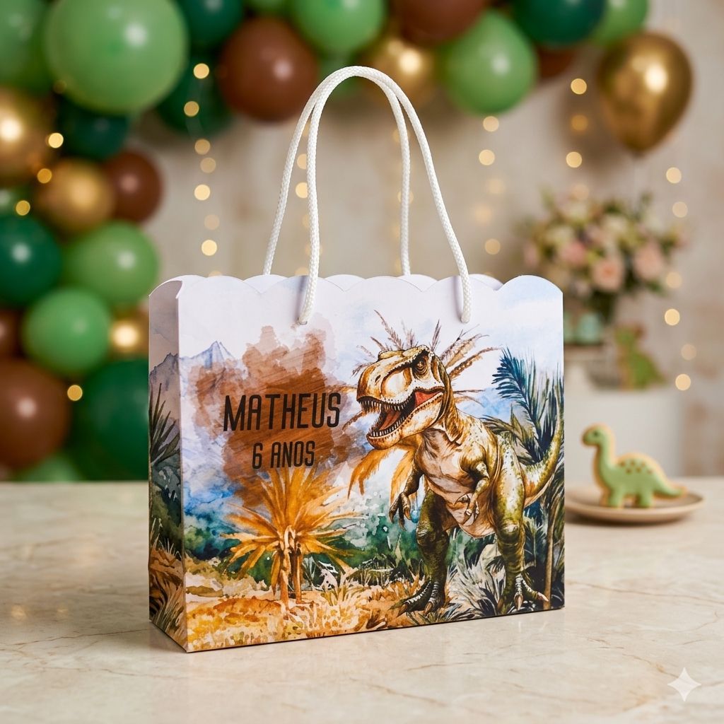 Sacolinha Dinossauros, lembrancinha ,Personalizados Dinossauros T-Rex, Aniversario Dino