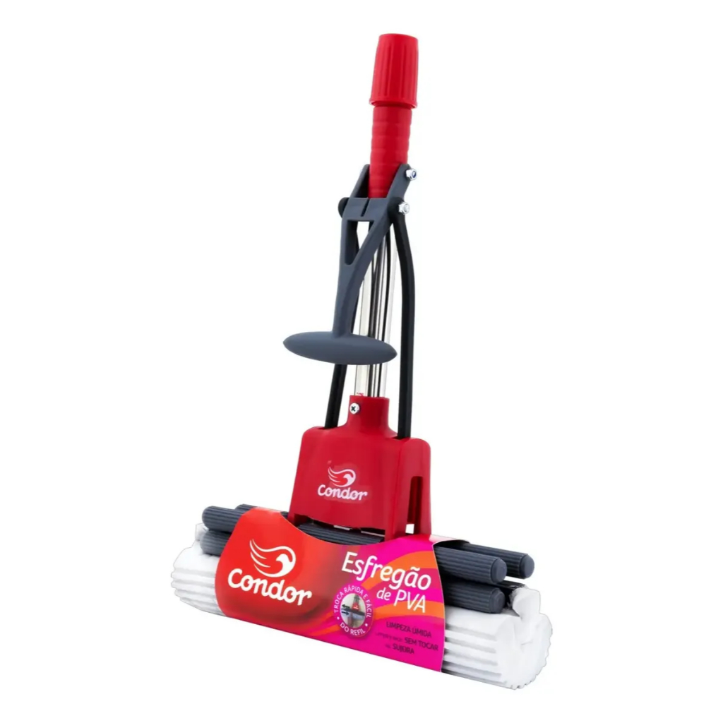 Mop Esfregão PVA Condor Com Cabo Lava e Seca Limpeza Prática de Piso