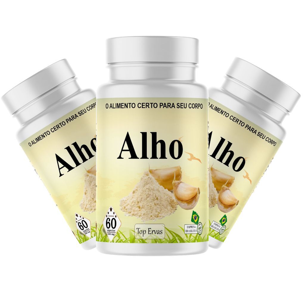 Kit 3 Alho 180 cápsulas 500mg 100% Natural Puro Original