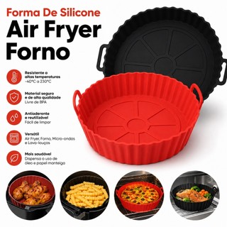 Kit Forma De Silicone Air Fryer Forno Fritadeira Assadeira Reutilizável Antiaderente Flex…