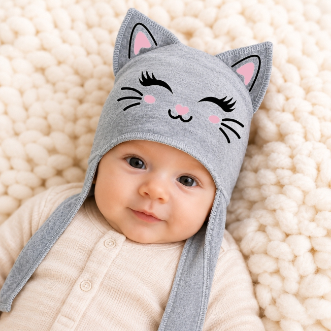 6 a 9 Meses - Touca de Bebê com Orelhinhas Confortável