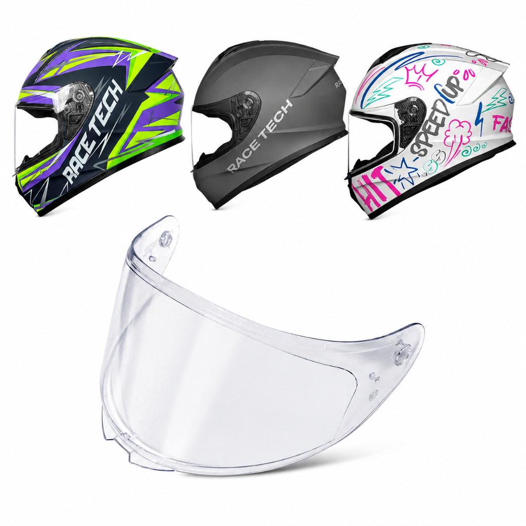 Viseira Cristal Capacete Race Tech Hit Spark Monocolor Faster Polivisor