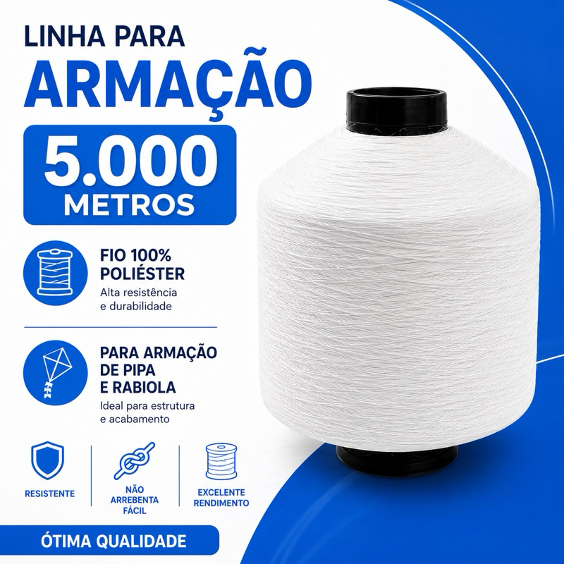 Linha para armação de pipa e rabiola 5000 metros Extra Forte