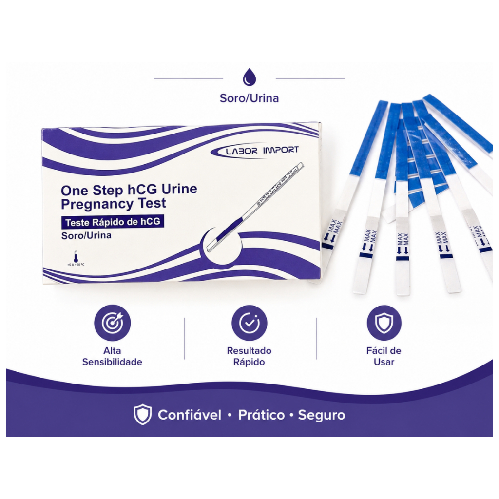 Teste de Gravidez 5 Unidades 25uI HCG Urina / Soro Labor Import