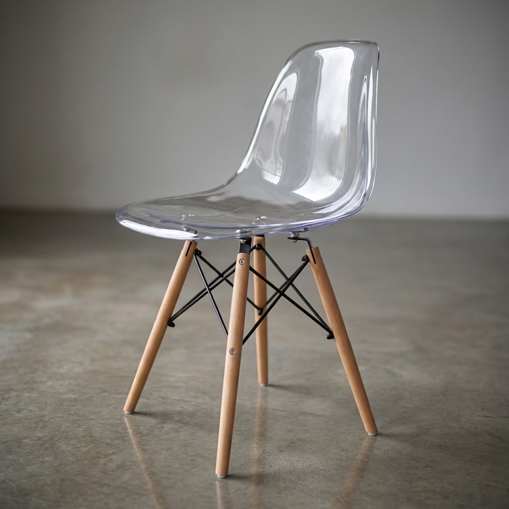 Cadeira Charles Eames Policarbonato Acrílica Transparente para Sala, Cozinha e Escritório