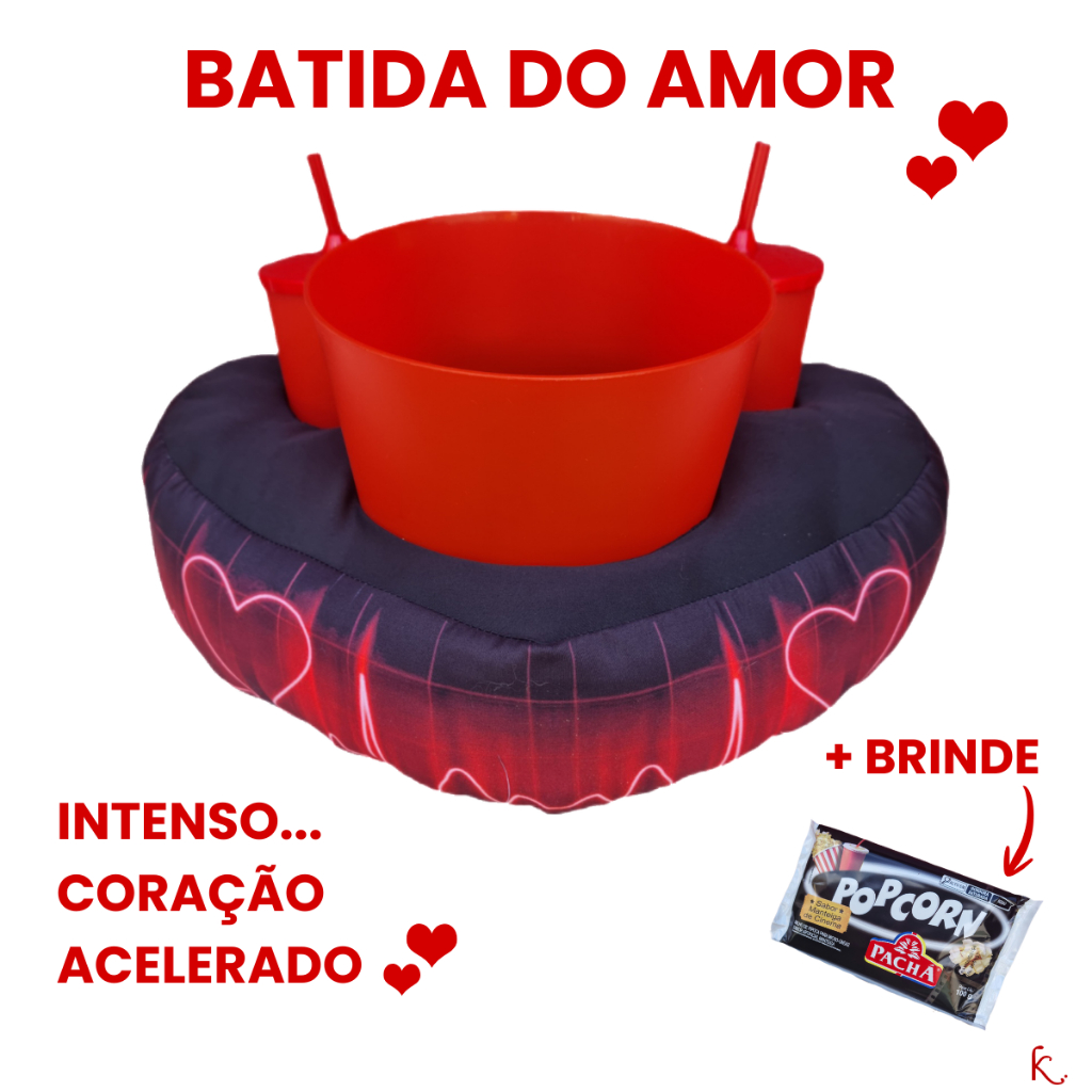 Kit Pipoca Casal Dia dos Namorados BATIDA DO AMOR Presente Perfeito Cinema em casa + BRINDE