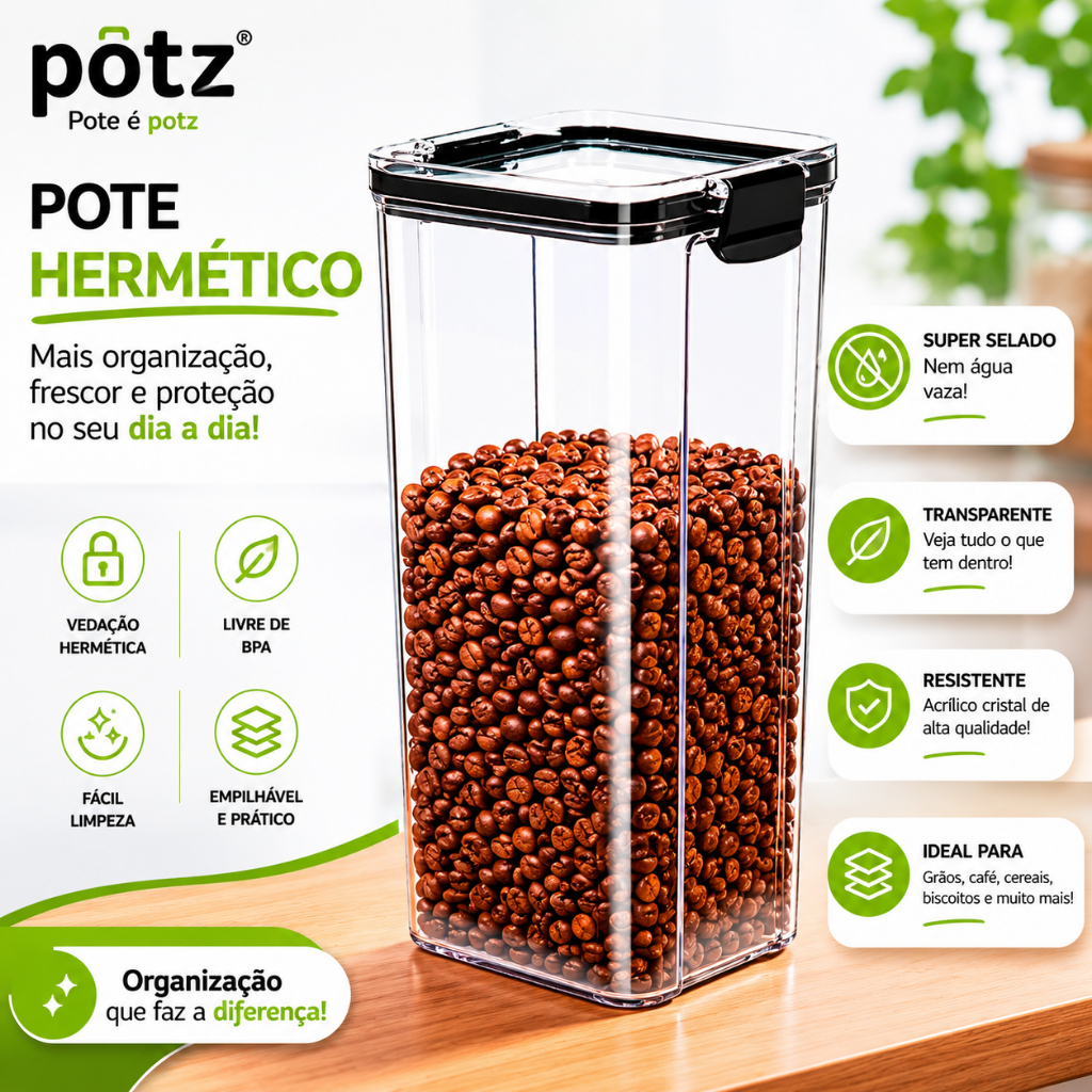 Pote Hermético Clear Casa, Utilidades, Mantimentos, Acrílico Armário Cozinha