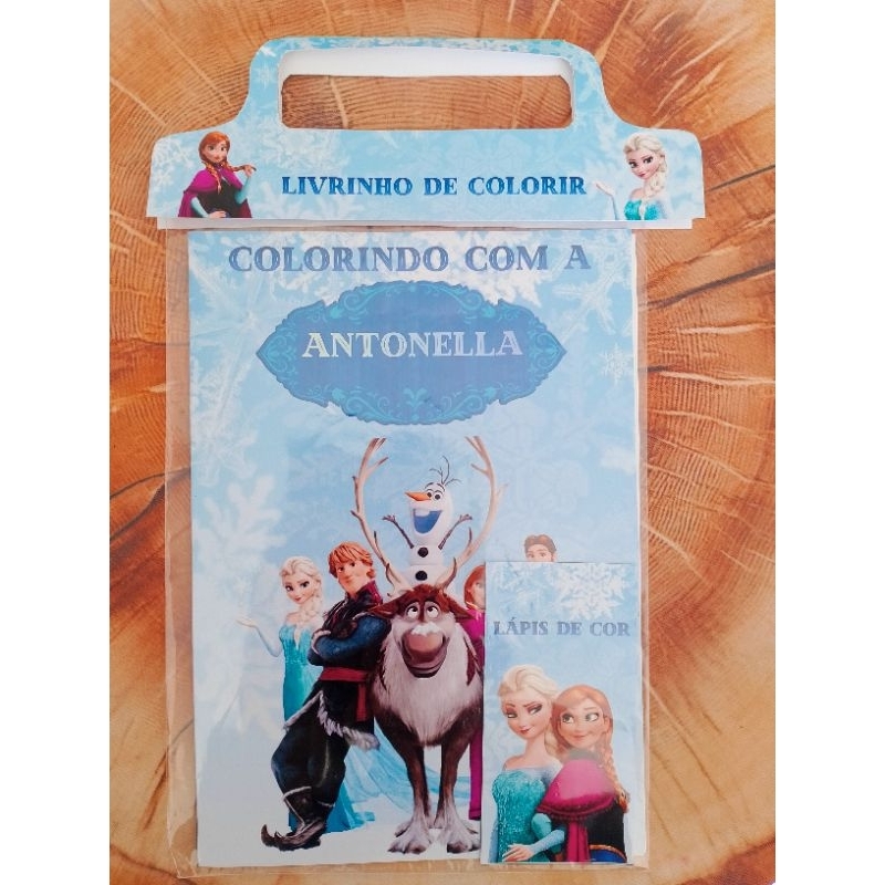Kit Livrinho/ Revista de Colorir Personalizado Infantil + Lápis ou Giz |Frozen - Todos os Temas | Lembrancinha Festa