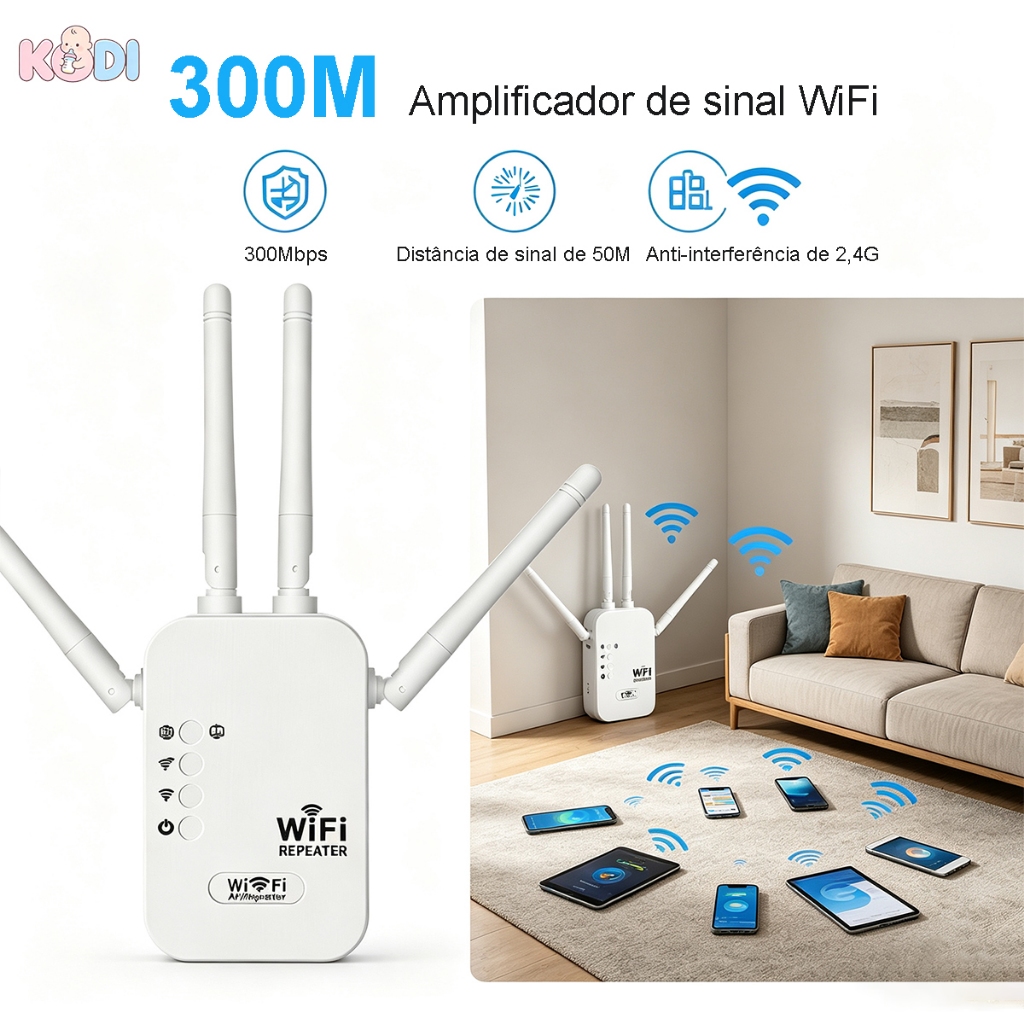 Repetidor de WiFi 1200Mbps Cobertura 50m Bivolt 110/220V Para Casa e Escritório  -G8