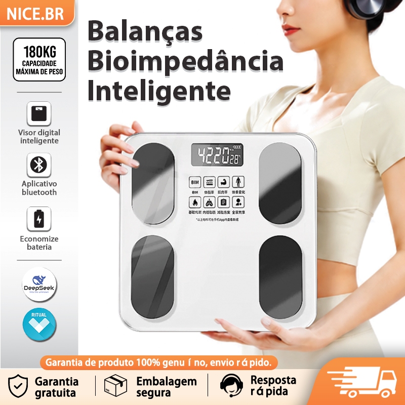 Balança Inteligente OKOK 21 Métricas Corporais Bioimpedância Recarregável USB App Bluetooth Envio Rápido Brasil Sem Taxa