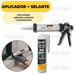 Selante PU 40 Híbrido 387g Vedação Construção Com Aplicador Silicone Alumínio Profissional Vonder