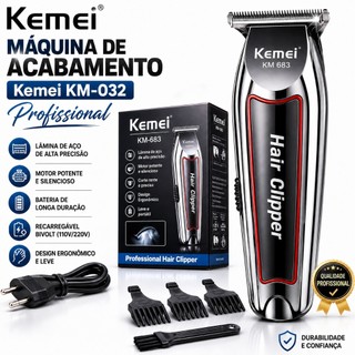 Máquina de Acabamento Kemei KM-032 Profissional Sem Fio Recarregavel+ Kit de Pentes