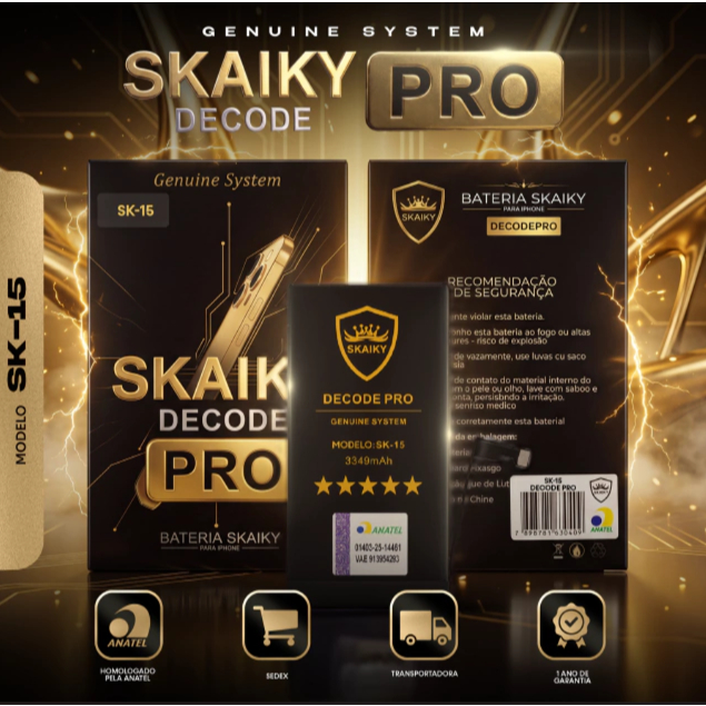 Bateria Skaiky DECODE PRO Compatível Com iPhone 12 E 12 Pro Peça Genuína 1 Ano de Garantia Homologada Anatel