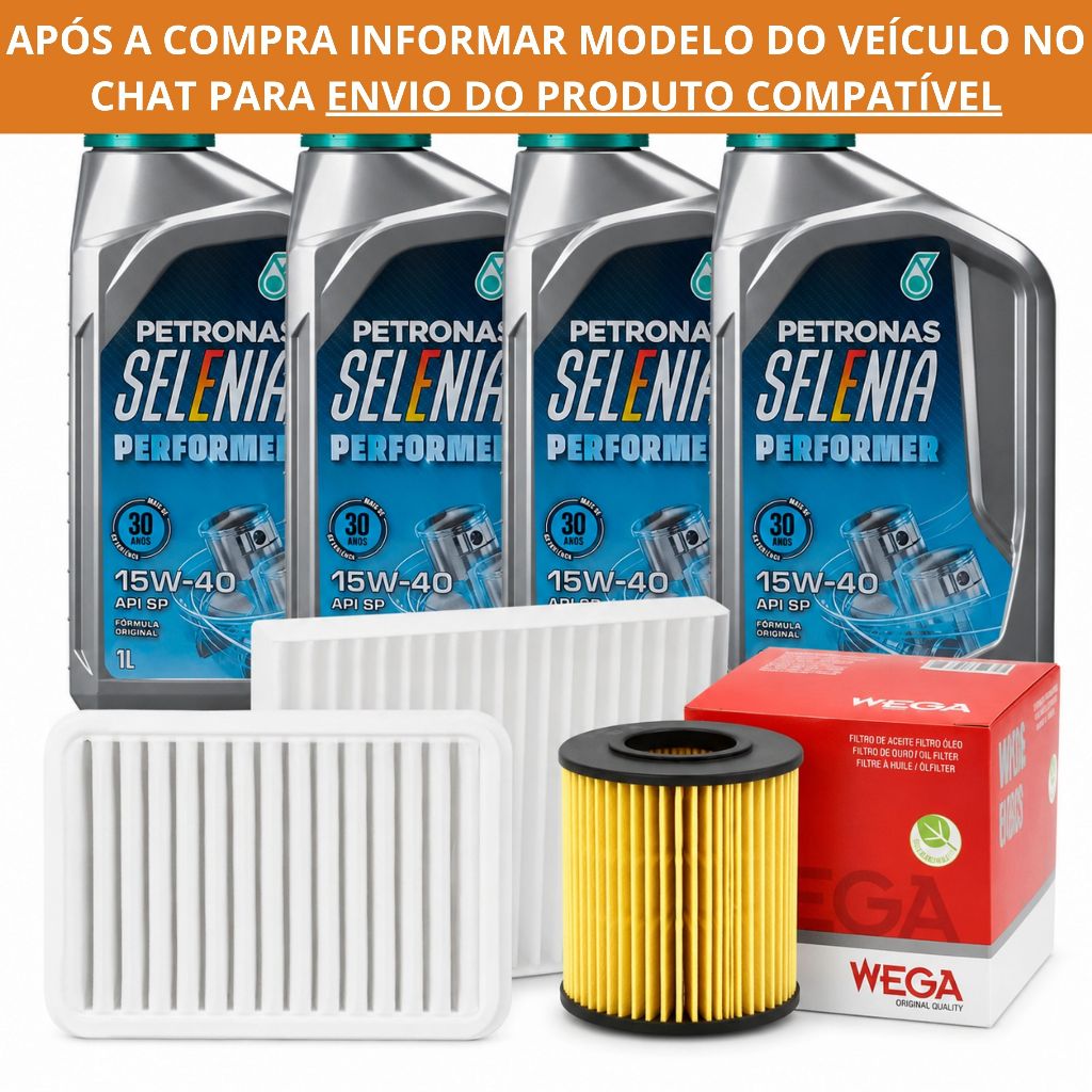 Kit 4L Óleo Selenia Performer 15W40 + Filtro Óleo + Filtro de Ar + Filtro de Cabine