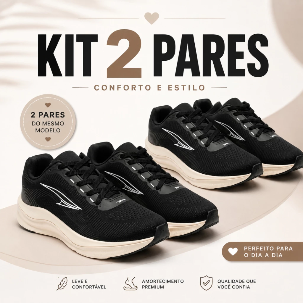 Kit 2 Pares Tênis Esportivo Academia Caminhada Leve Solado Eva Conforto Absoluto — imagem 1