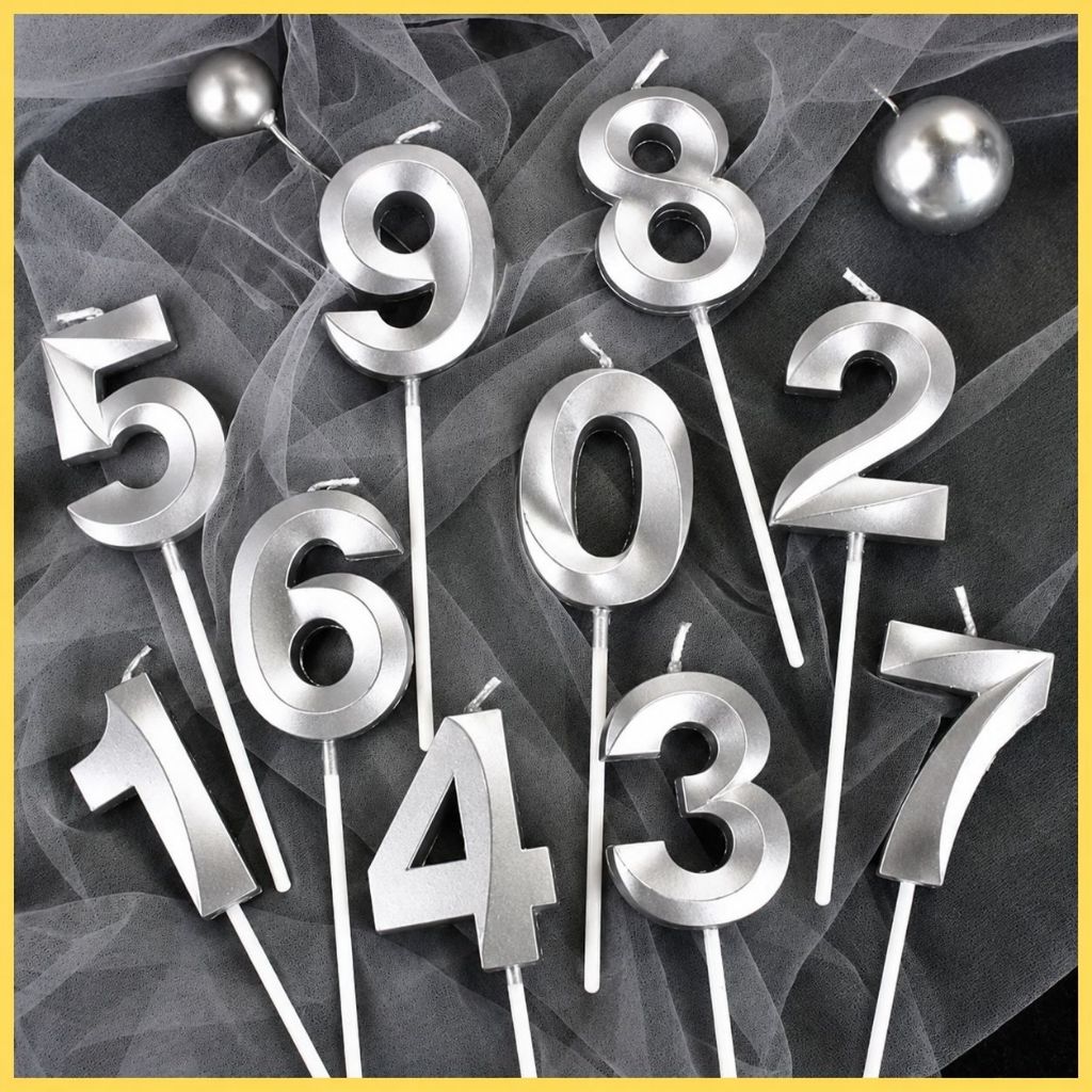 Kit 2 Velas de Aniversário Prata Design com Palito Diferente - Escolha o Número