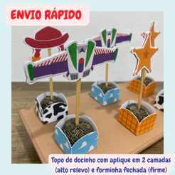 ENVIO RAPIDO Topo de docinho 3D e Forminha do TOY STORY Topper e Tags de Decoração de Festa e Aniversario Personalizado