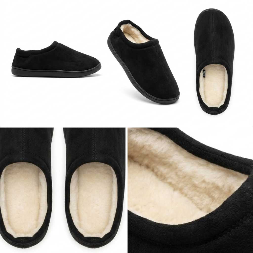 Pantufa Feminino E Masculino Forrada Casual Passeio Preto Fechado
