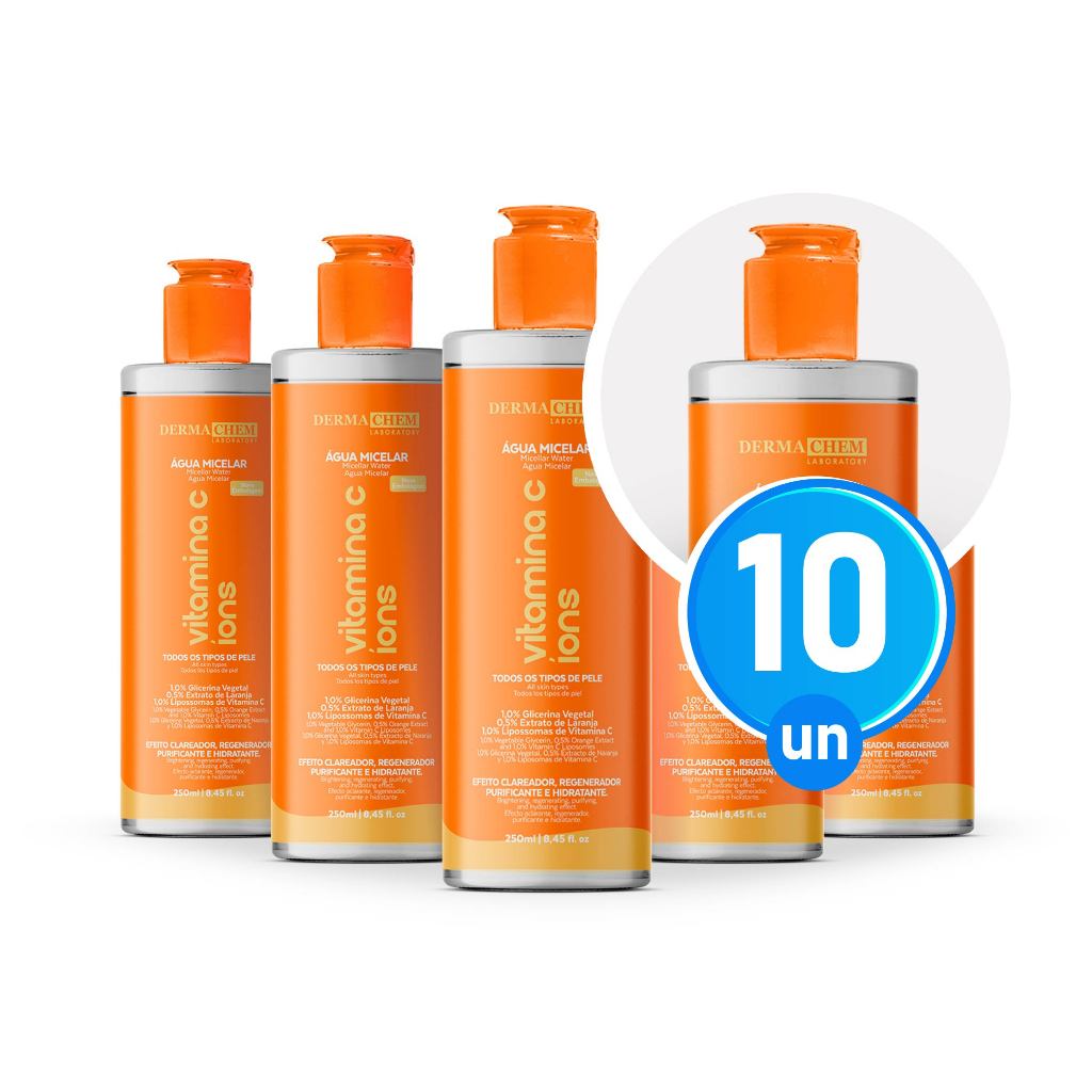 Kit 10 Água Micelar Vitamina C 250ml Dermachem