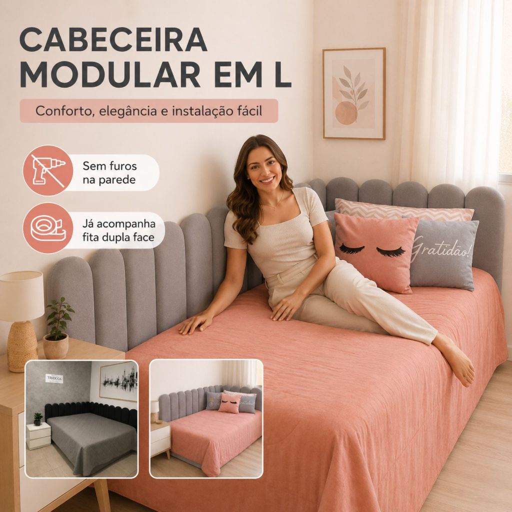 Cabeceira de Cama adesiva kit  Em L Nuvem 45x20cm (ENVIO IMEDIATO)