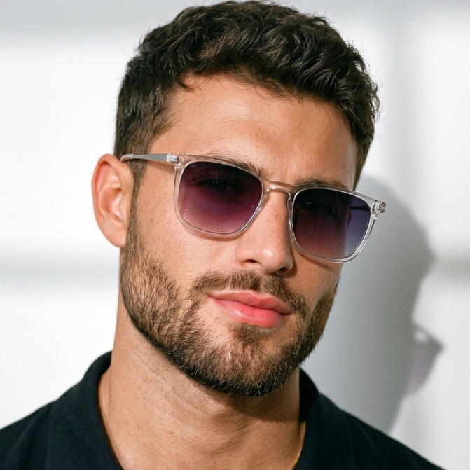 Imagem Óculos de Sol Madrid Cristal Transparente Degradê Quadrado Premium Verão uv400 Feminino Masculino