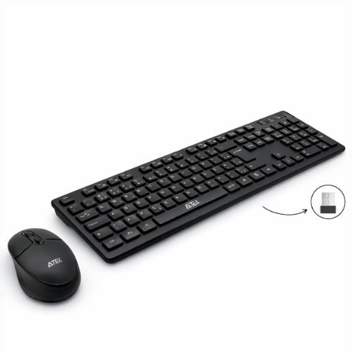 Kit Teclado e Mouse Sem Fio Aitek Wireless 2.4G 107 Teclas Silencioso Ergonômico USB 1600 DPI