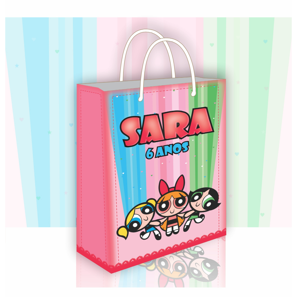 Sacolinha MENINAS SUPER PODEROSAS Personalizada | Lembrancinha Festa | Pegue e Monte | Kit 10 15 20 25 30 Unidades