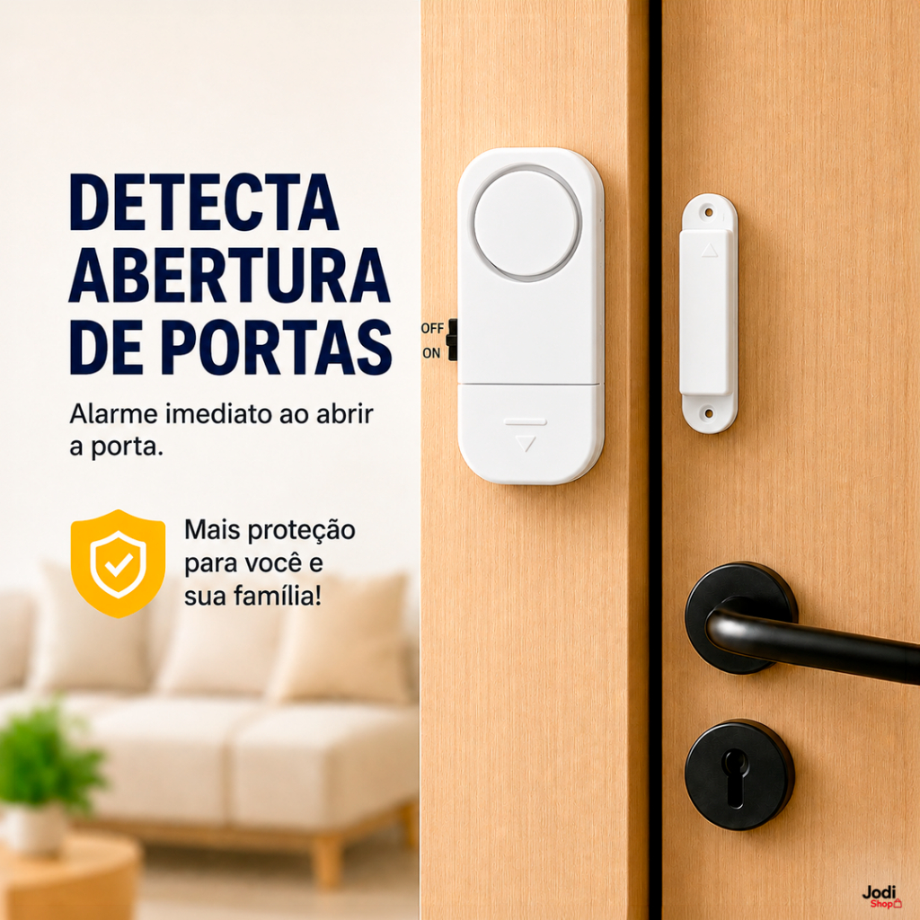Alarme de Porta e Janela com Sensor Magnético Sem Fio e Baterias Inclusas
