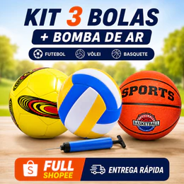 Kit Bola de Futebol Vôlei Basquete com Bomba para Praia Campo ou Quadra Envio Full Entrega Rapida