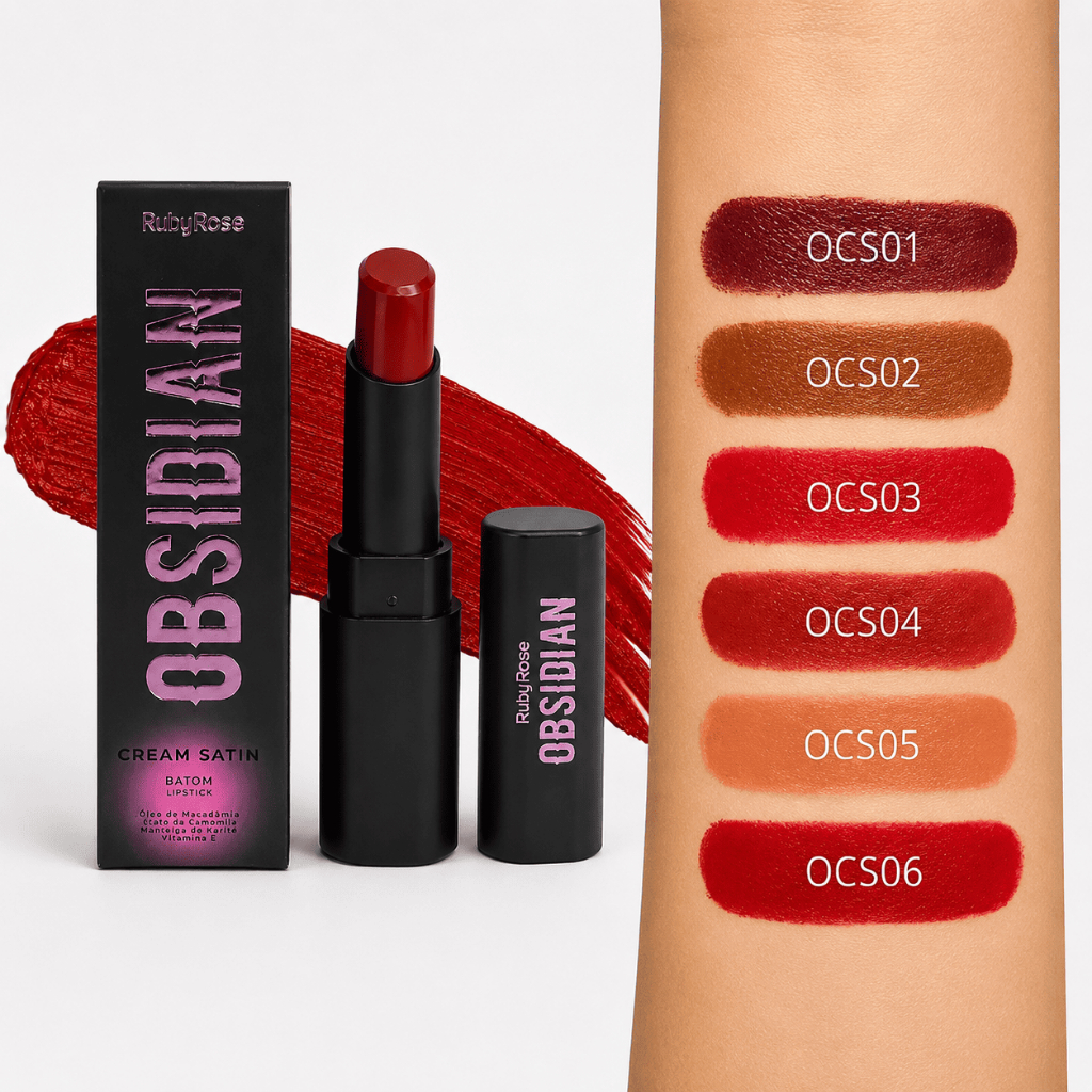 Ruby Rose Batom Bala Lipstick Obsidian Cream Satin Alta Pigmentação