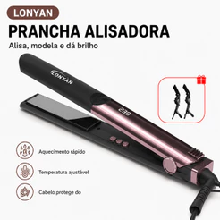 Chapinha Prancha Alisador Cabelo Profissional Bivolt 127V 220V Cerâmica Ionização Temperatura Ajustável Anti-Queimadura