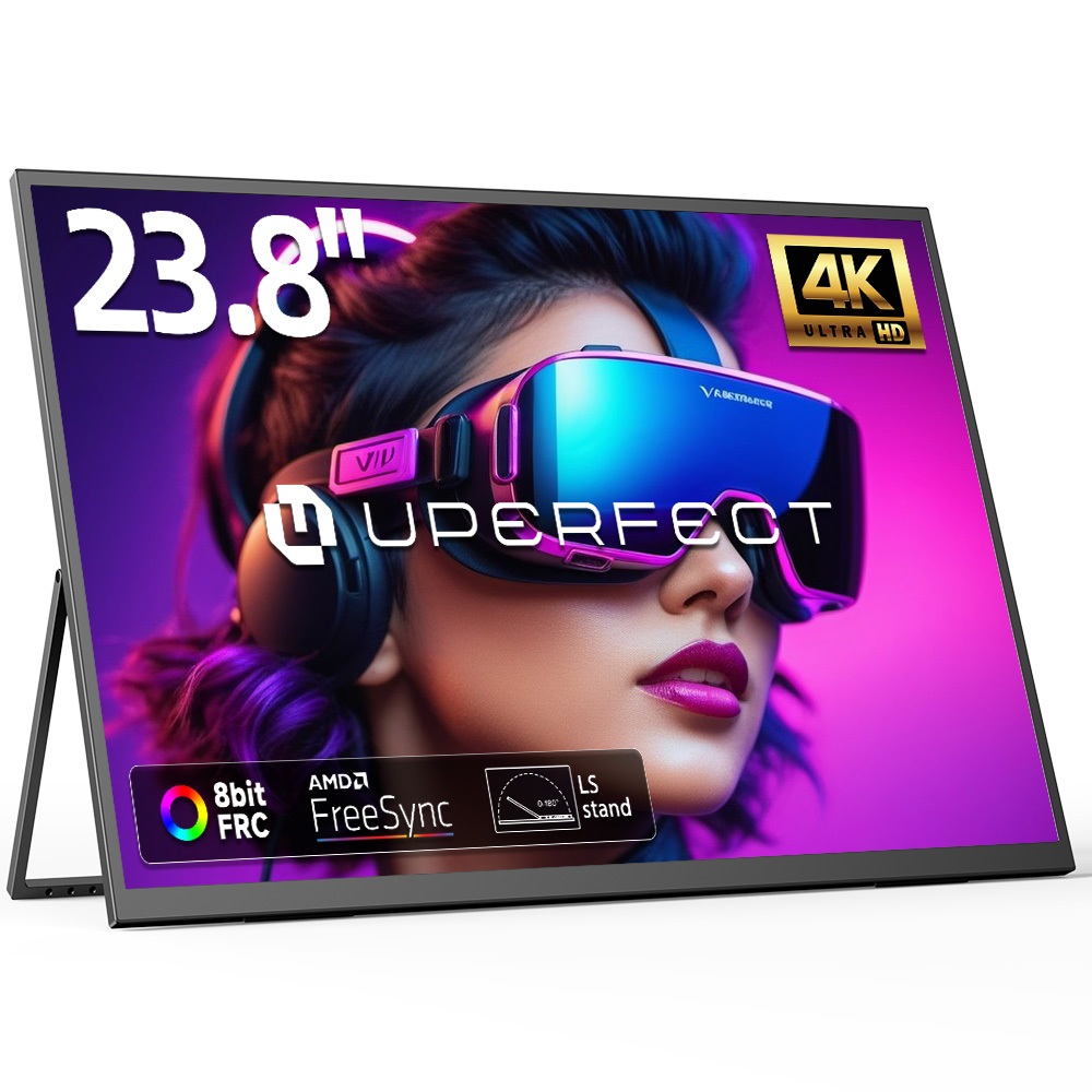 UPERFECT Portable monitor 23.8Pole 4K 60HZ QLED 1300:1 100%sRGB 8Bit FreeSync La