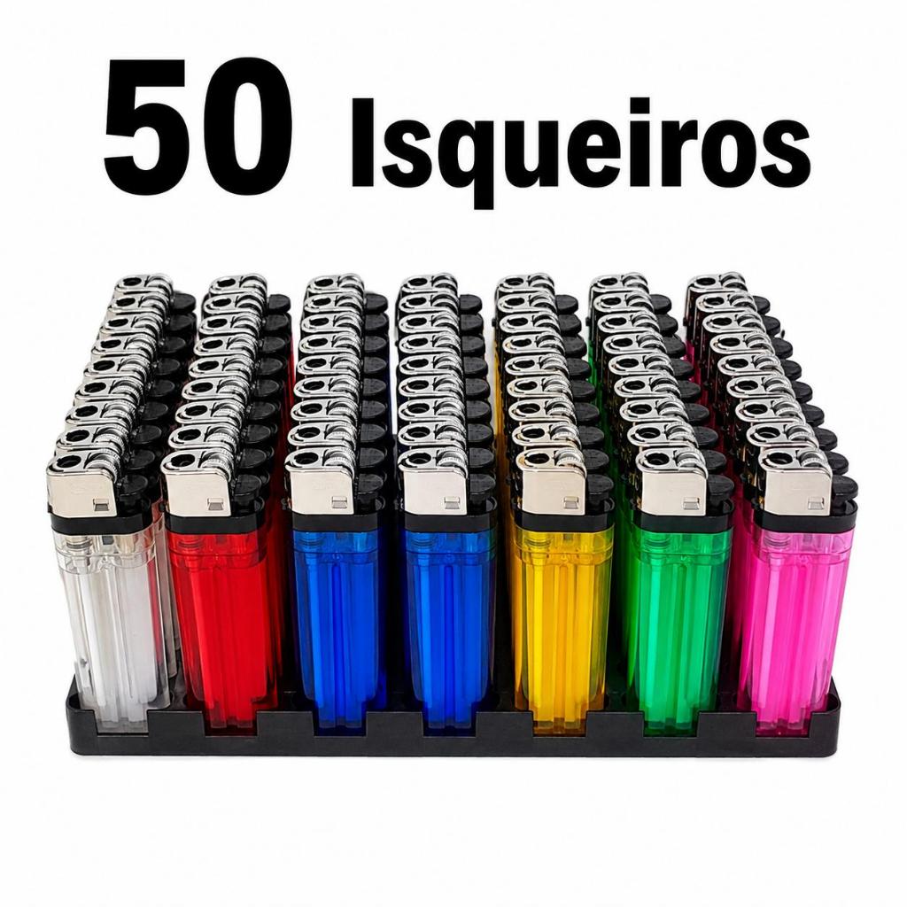 Caixa de Isqueiro Multiuso 10, 30 ou 50 Unidades Coloridos –Acendedor de Cozinha Sem Gás, Recarrevel, Alta Qualidade(