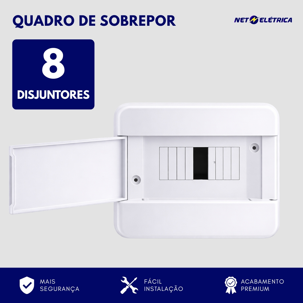 Quadro Distribuição para 8 Disjuntores Din Branco Sobrepor Parede sala