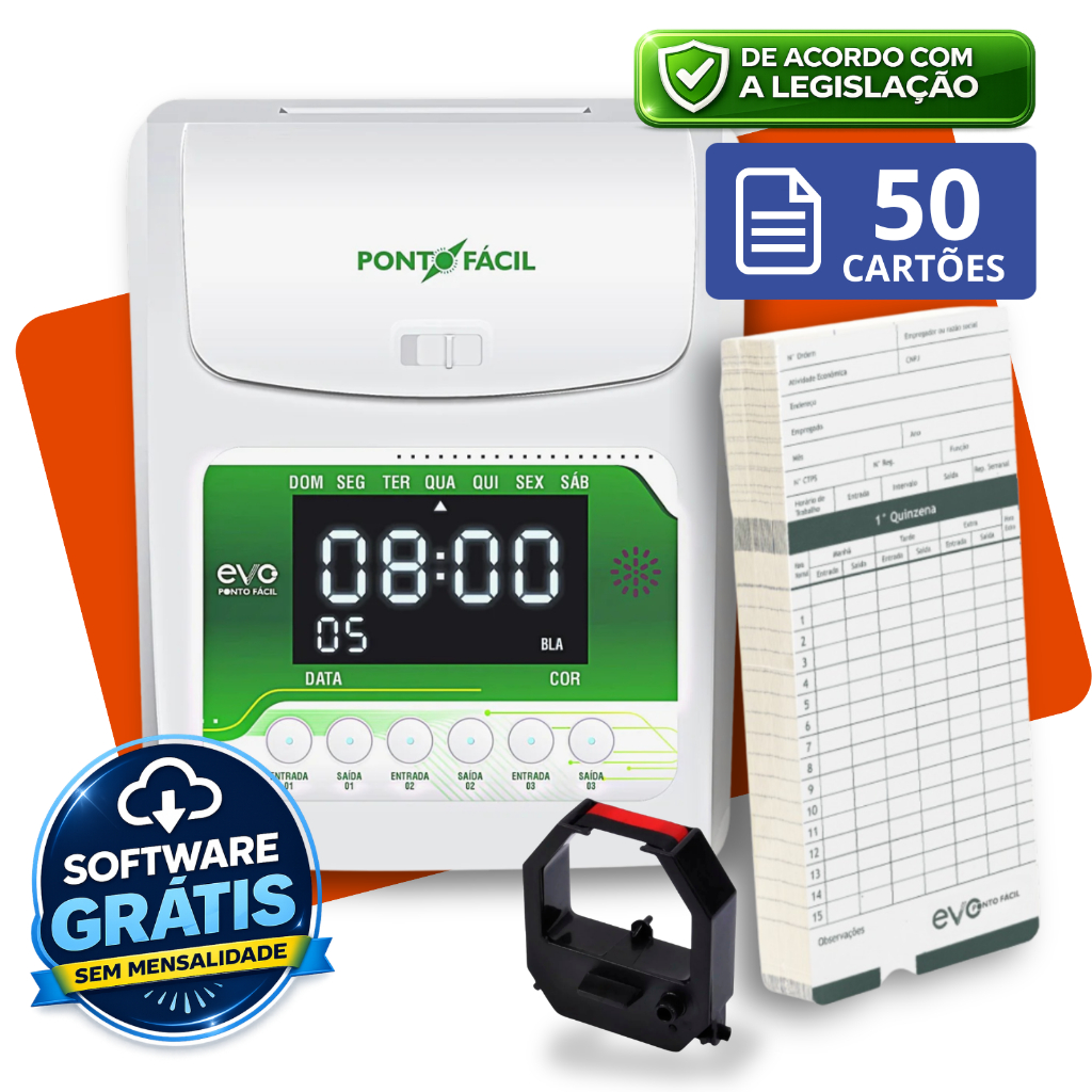 KIT Relógio Bater Ponto Cartográfico +50 Cartões Máquina Funcionários Cartolina Manual Digital