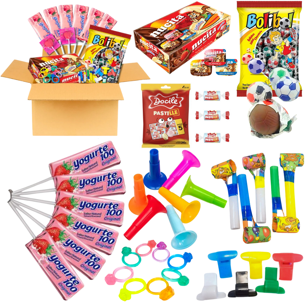 Kit Doces 80 Itens Sacolinha Guloseimas Festa Infantil Lembrancinha