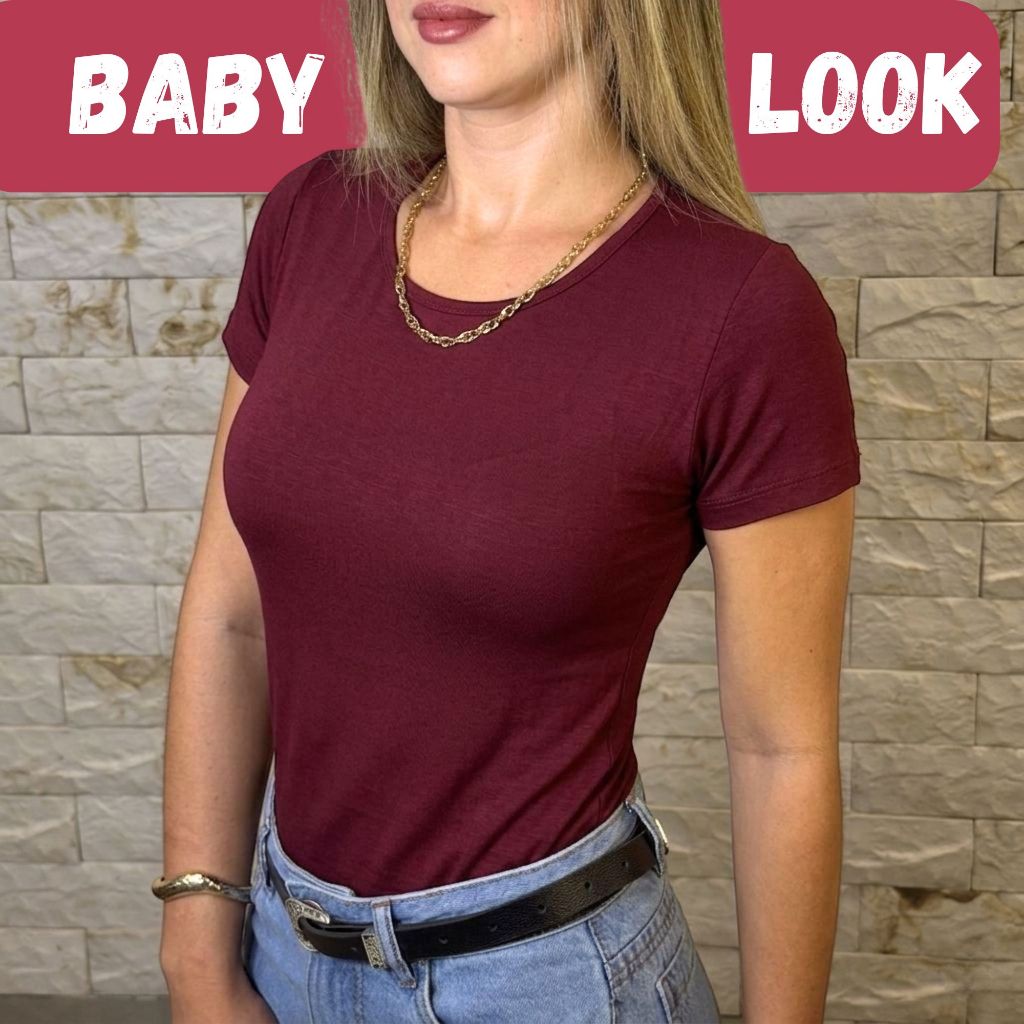 Blusa Feminina Babylook Basica Viscolycra Blusinha Feminina Agarradinha Manga Curta